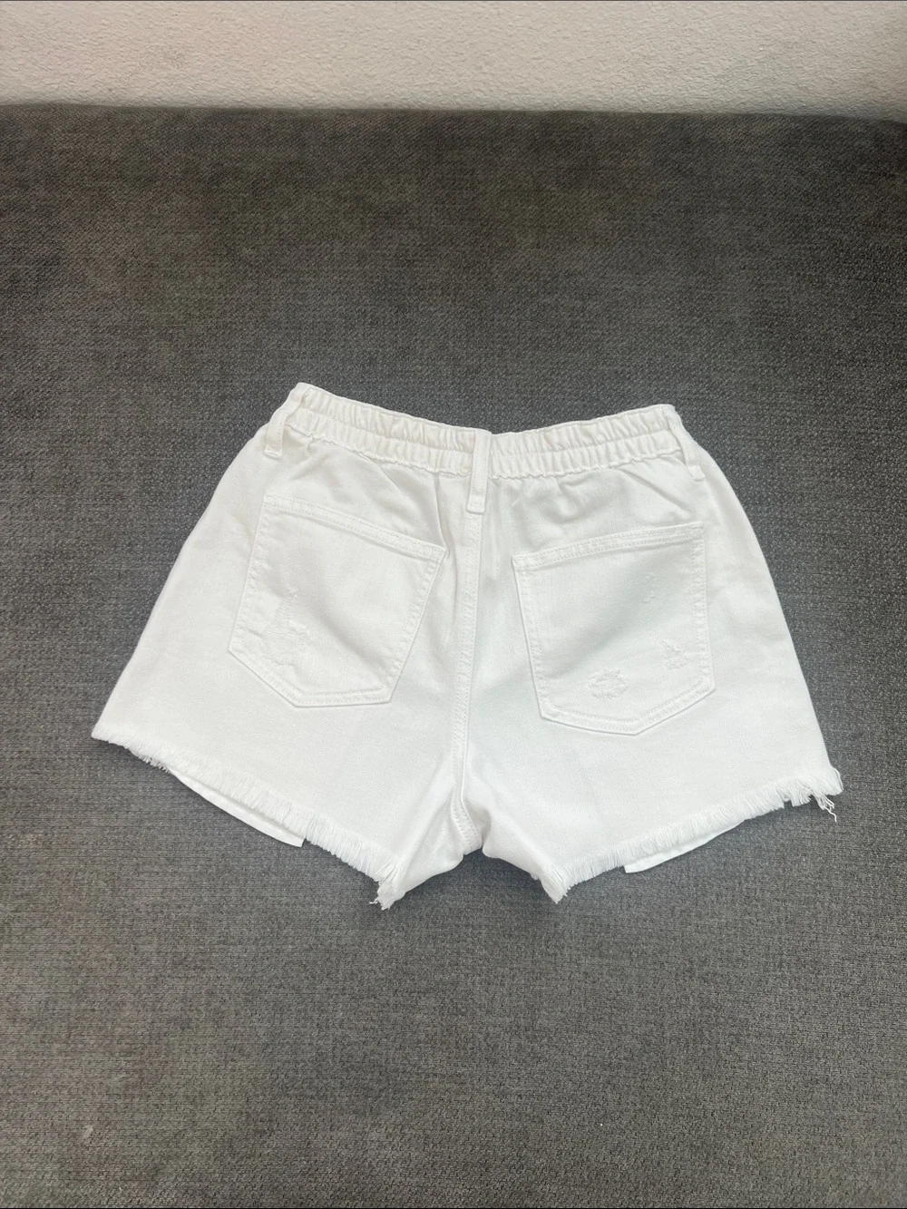 Women’s White Distressed Denim Shorts